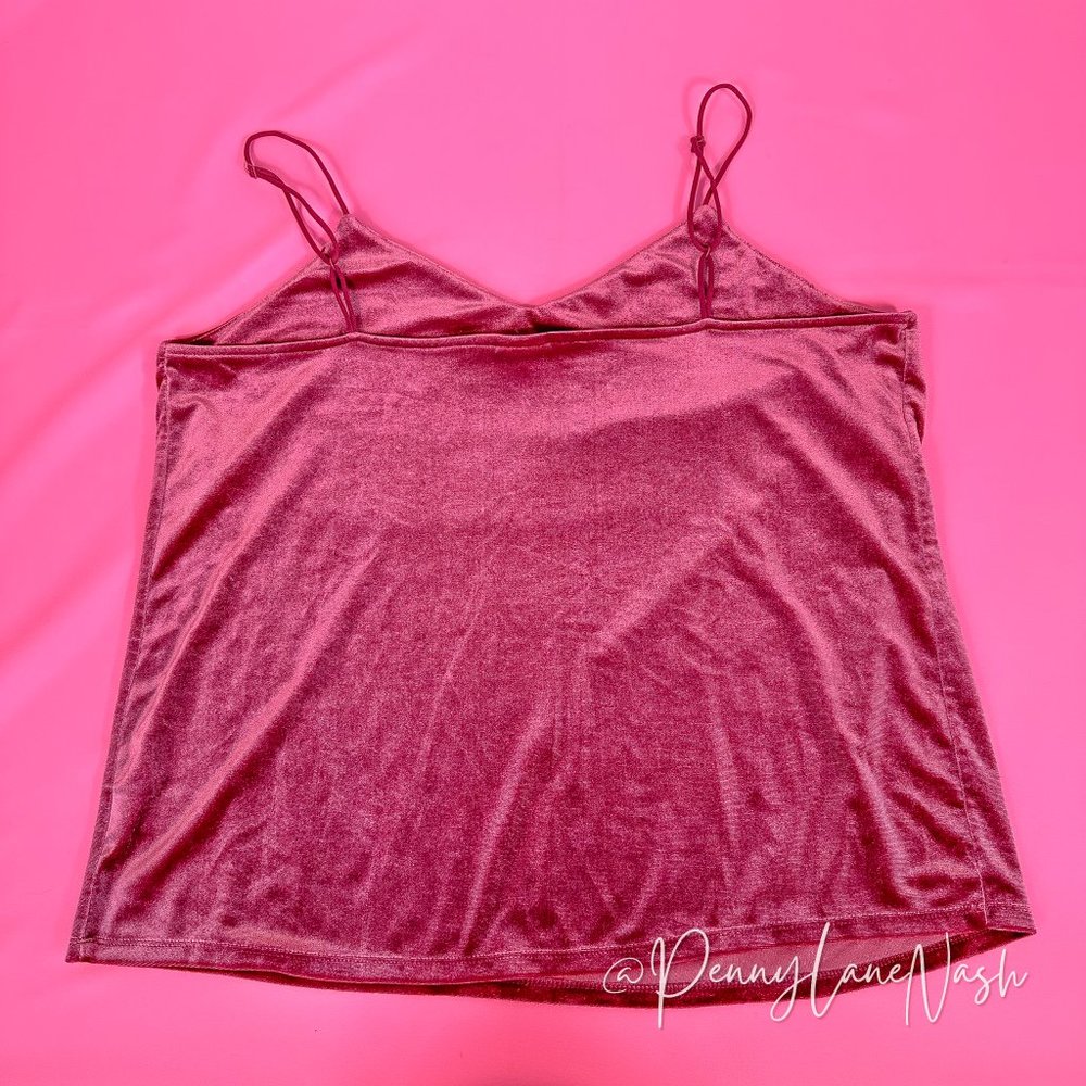 A New Day V Neck Velvet Camisole Tank Pink - Picture 5 of 6